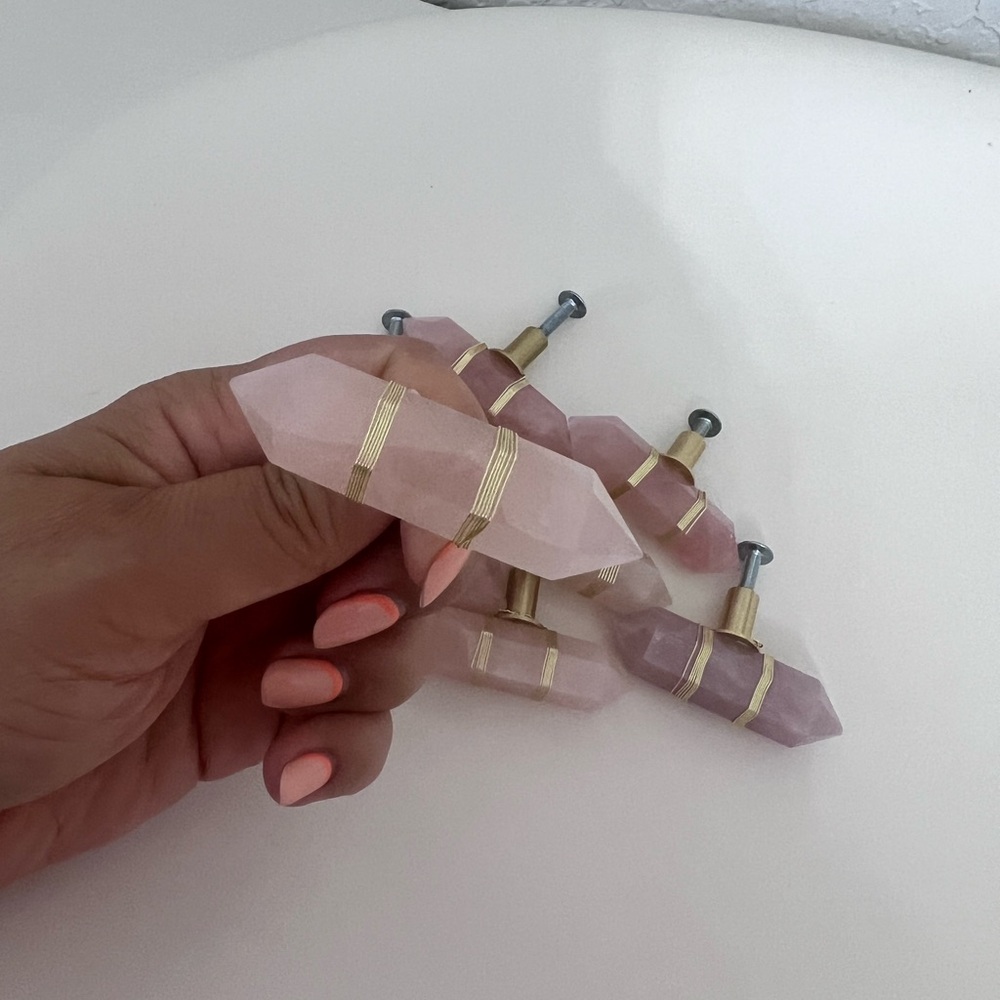 Rose quartz drawer knobs - Picture 3 of 7